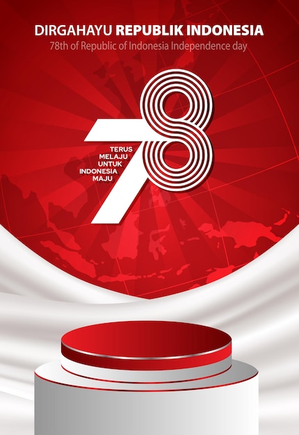 Indonesia independence day 17 august concept illustration78 years Indonesia independence day