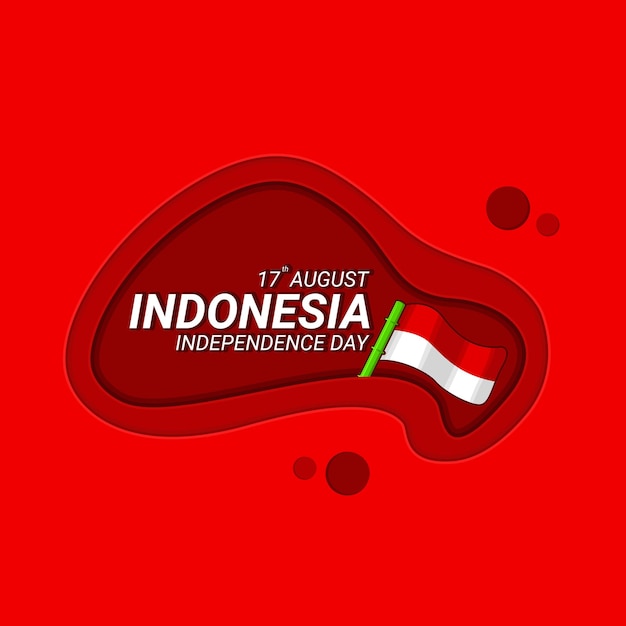 Indonesia independence day 17th august vector illustration drawing paper cut style