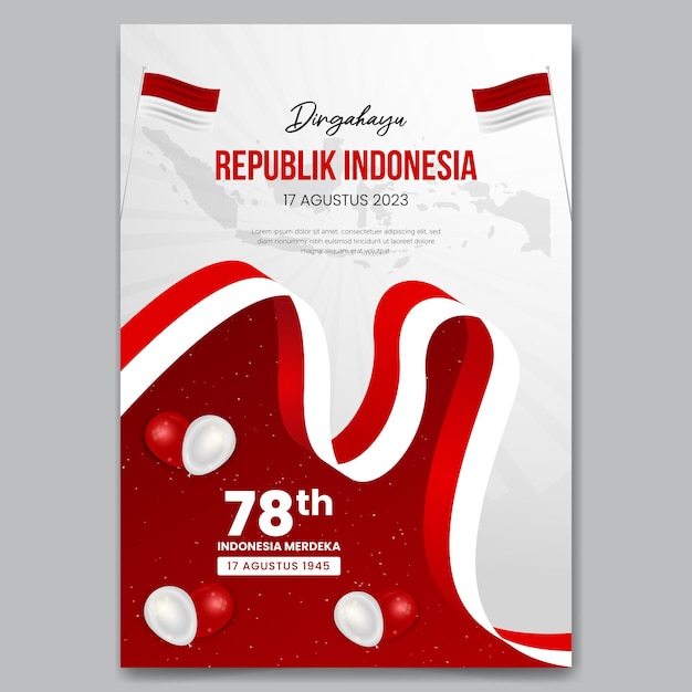 Indonesia Independence Day August 17th and 78th Indonesia independence illustration poster design