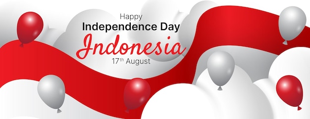 Indonesia independence day banner background with indonesian flag vector illustration