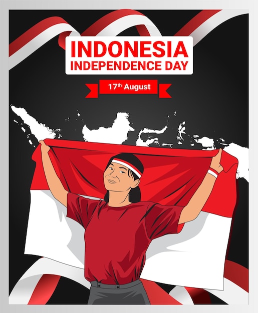 Vettore modello di progettazione banner festa dell'indipendenza dell'indonesia