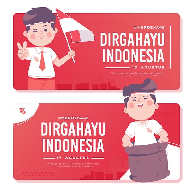 Modello di banner per il giorno dell'indipendenza dell'indonesia