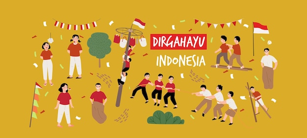 벡터 인도네시아 독립 기념일 배너