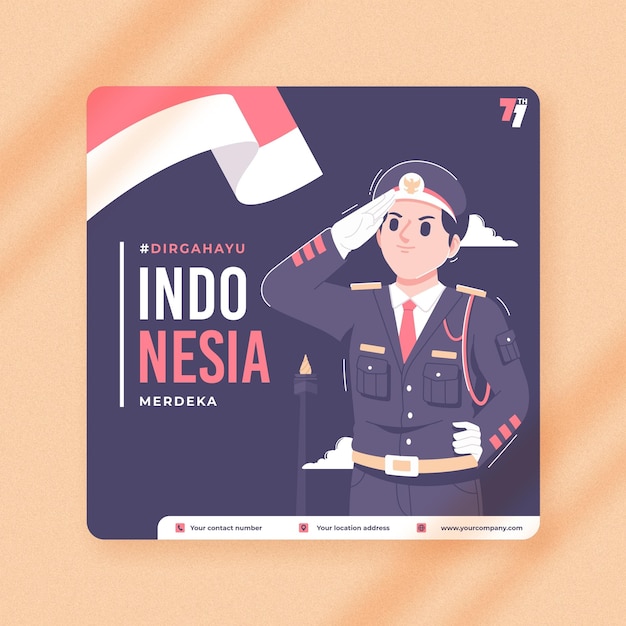 Indonesia independence day card greeting template