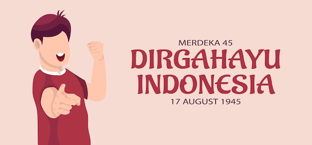 Cartolina d'auguri di celebrazione del giorno dell'indipendenza dell'indonesia. illustrazione vettoriale