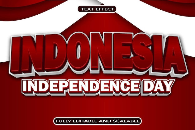 Indonesia independence day editable text effect 3 dimension emboss modern style