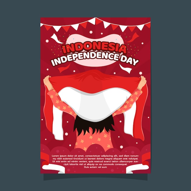 인도네시아 독립 기념일 행사 포스터 템플릿, 인도네시아 독립 기념일