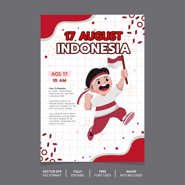 Modello del manifesto dell'evento del giorno dell'indipendenza dell'indonesia giorno della celebrazione dell'indipendenza dell'indonesia