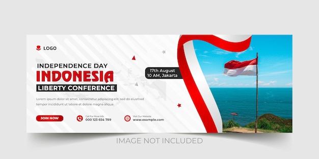 Disegno del modello di copertina di facebook per la festa dell'indipendenza dell'indonesia