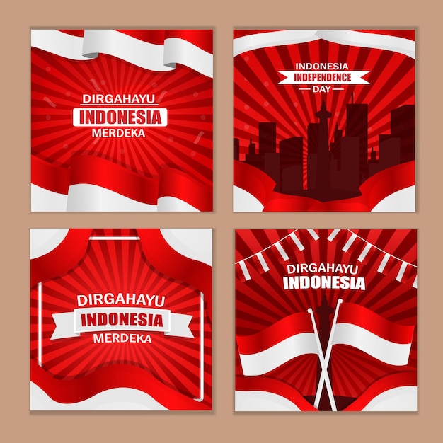 Vector indonesia independence day festivity social media