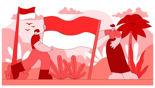 Illustrazione piana di festa dell'indipendenza dell'indonesia