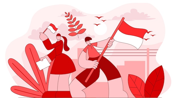 Vector indonesia independence day flat illustration