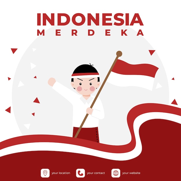 Vector indonesia independence day greeting poster