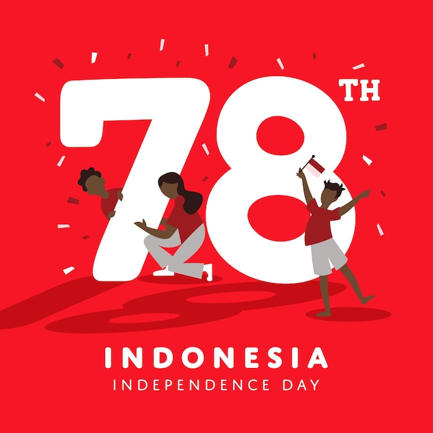 Indonesia independence day greetings illustration concept