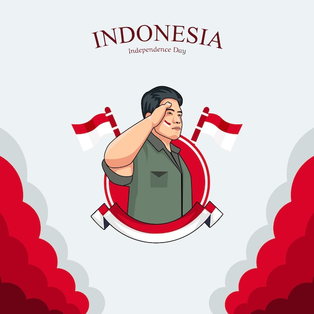 Progettazione del fondo del modello dell'insegna della cartolina d'auguri del giorno eroico del giorno dell'indipendenza dell'indonesia