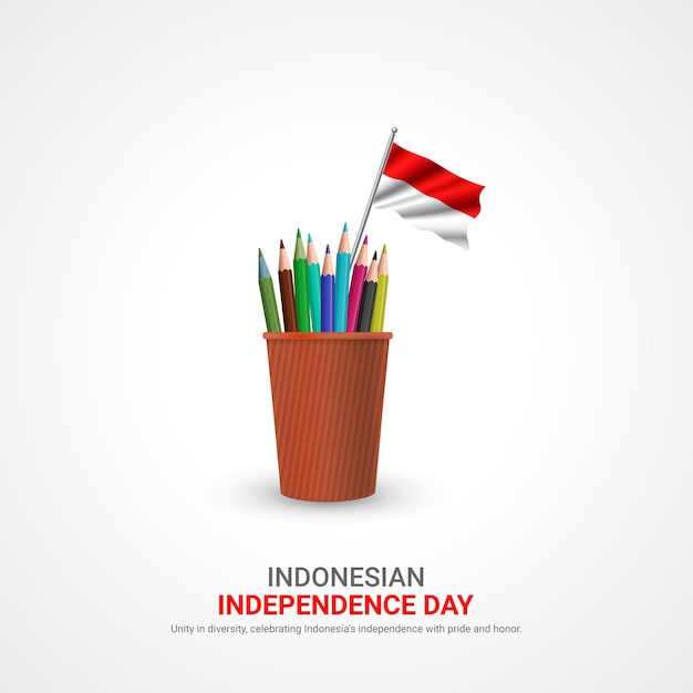 Vector indonesia independence day indonesia independence day creative ads design vector 3d illustration