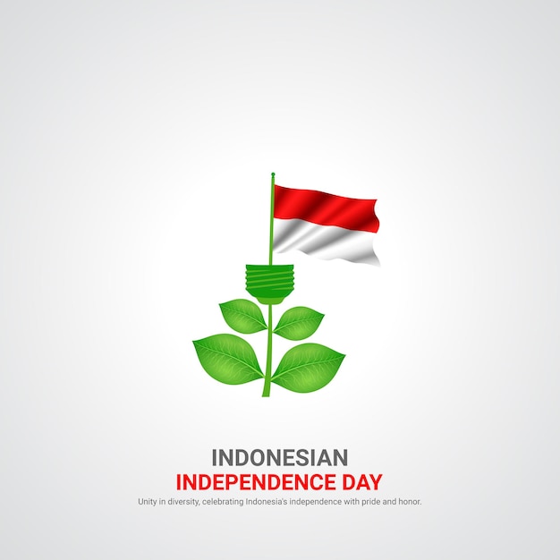 Giorno dell'indipendenza dell'indonesia giornata dell'indipendenza dell'indonesia annunci creativi progettazione vettoriale illustrazione 3d