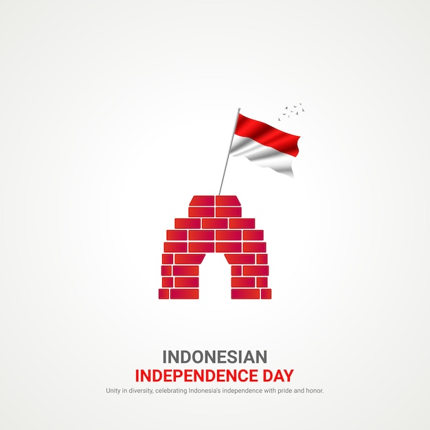 Giorno dell'indipendenza dell'indonesia giornata dell'indipendenza dell'indonesia annunci creativi progettazione vettoriale illustrazione 3d