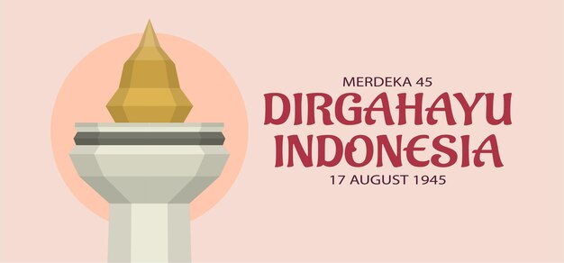 Progettazione dell'insegna del paesaggio di festa dell'indipendenza dell'indonesia. illustrazione vettoriale