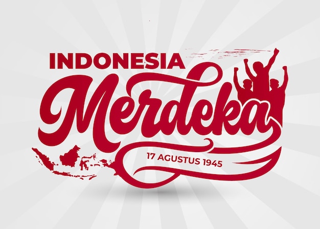 Disegno dell'iscrizione del giorno dell'indipendenza dell'indonesia