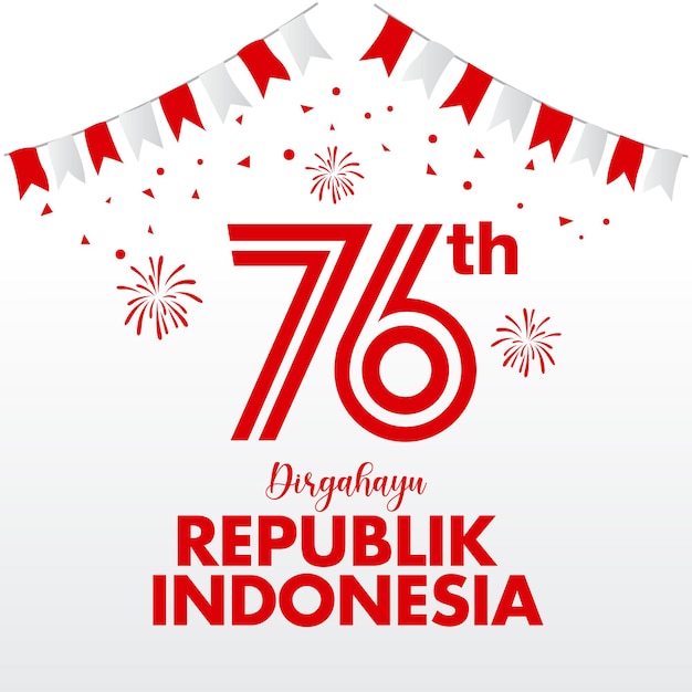 Vettore concetto di logo di festa dell'indipendenza dell'indonesia. la repubblica di dirgahayu indonesia si traduce nel giorno dell'indipendenza della repubblica di indonesia