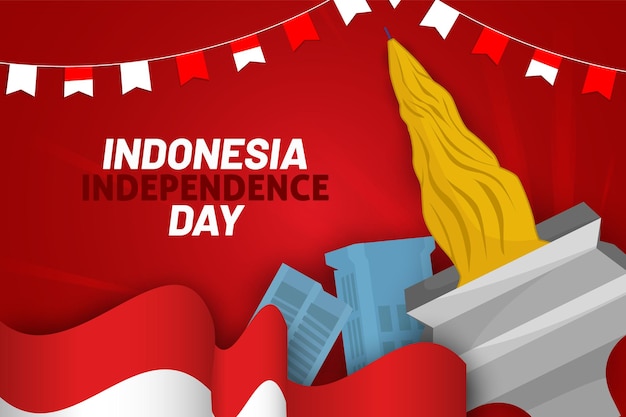 Sfondo del monumento nazionale del giorno dell'indipendenza dell'indonesia