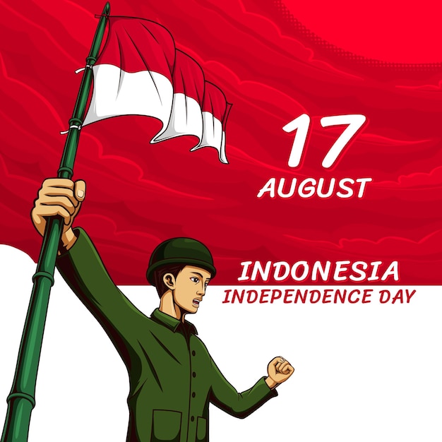 Indonesia independence day post design with illustration