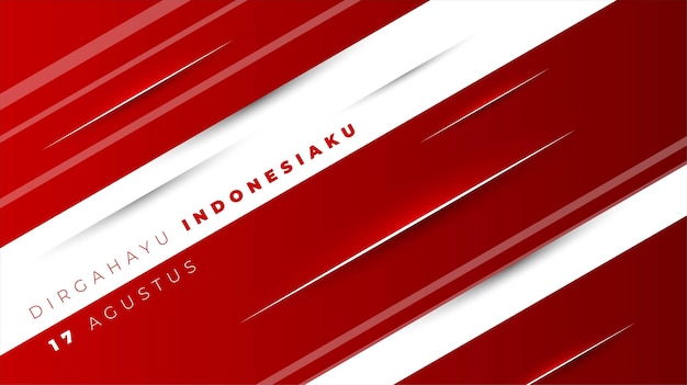 Indonesia independence day in red and white with geometric background design