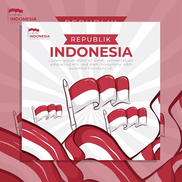 인도네시아 독립기념일 소셜 미디어 플라이어 배너 템플릿