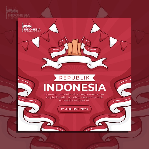 Vector indonesia independence day social media flyer banner template