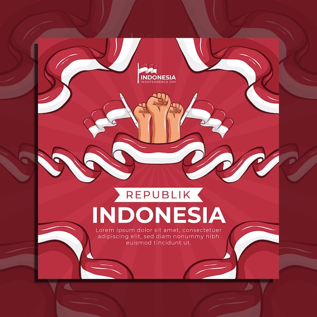 인도네시아 독립기념일 소셜 미디어 플라이어 배너 템플릿