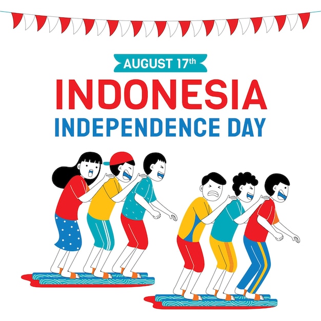 indonesia independence day social media template in flat design style