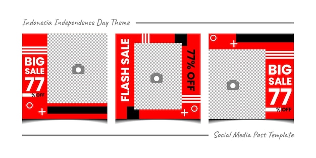 Indonesia Independence day square banner template for media social posting or feed 009