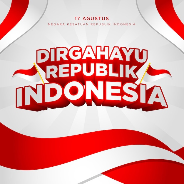 Indonesia independence day square social media greeting