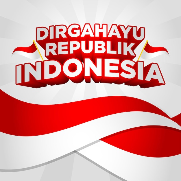 Indonesia independence day square social media greeting