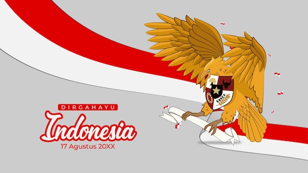 Indonesia Independence Day with Flag