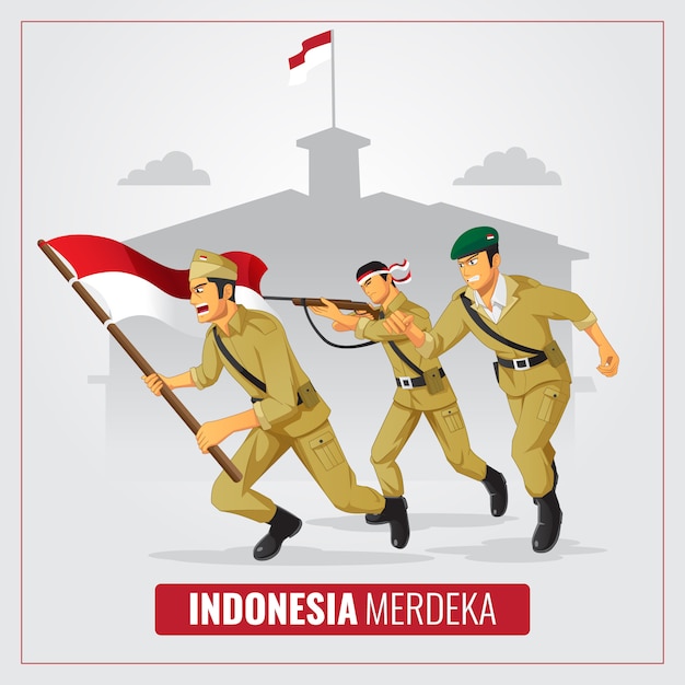 Festa dell'indipendenza dell'indonesia con sfondo di eroe