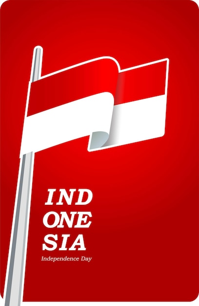 Vector indonesia independence day with indonesia flag illustration