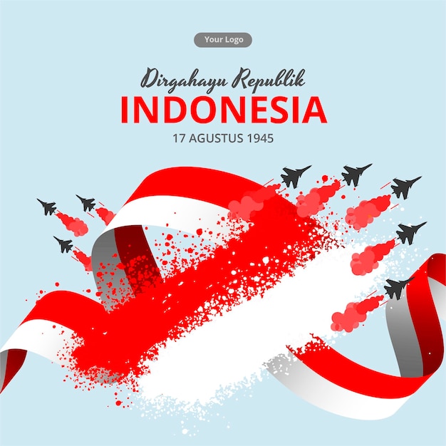 Indonesia Independence Day with Red White Flag