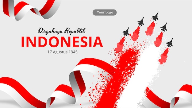 День независимости Индонезии с красно-белым флагом