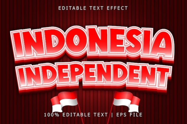 Indonesia independent editable text effect 3 dimension emboss modern style