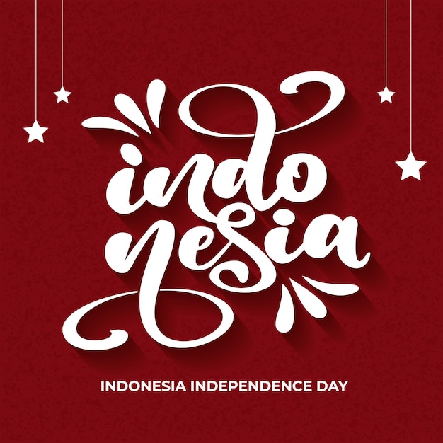 Indonesia lettering with red background