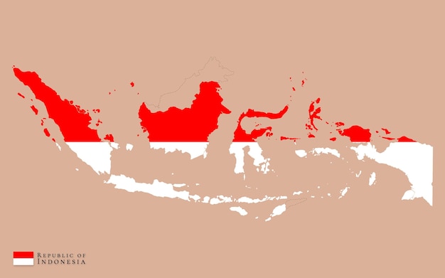 ベクトル インドネシア地図国旗