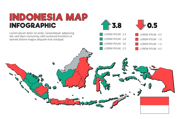 ベクトル インドネシアの地図のインフォグラフィック