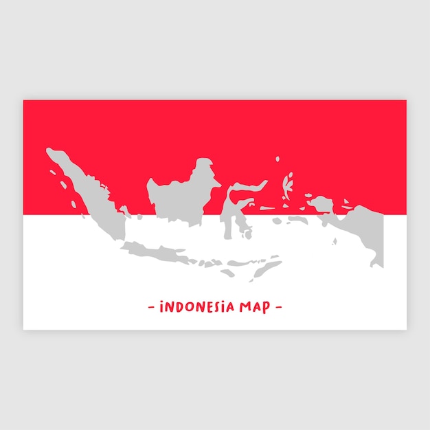 Indonesia map on the red and white background