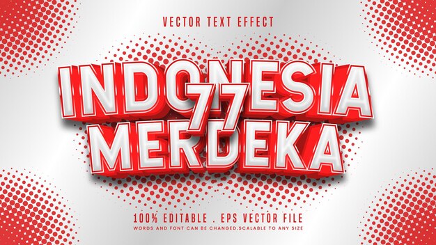 Indonesia Merdeka 3d stile del carattere con effetto testo modificabile
