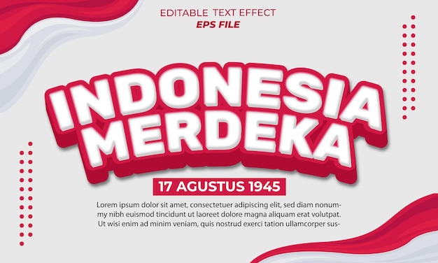 indonesia merdeka 3d text effect template