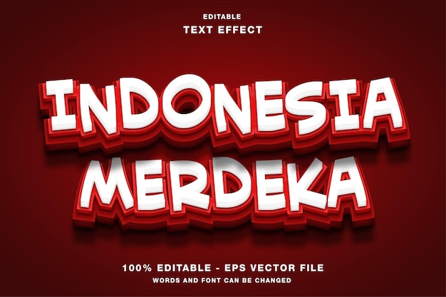 Indonesia merdeka independence day 3d effetto stile di testo modificabile