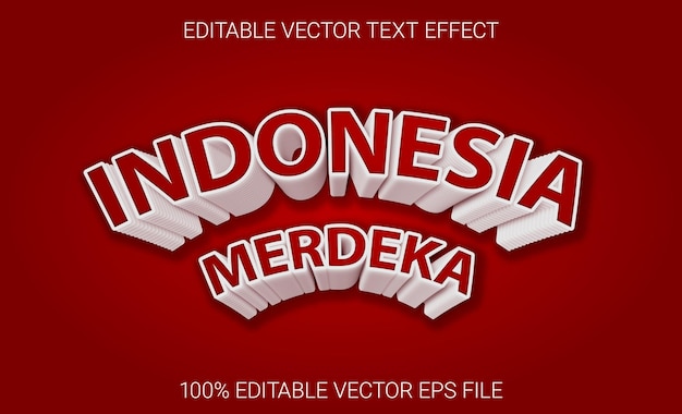 Vettore indonesia merdeka simple 3d paper art effetto testo modificabile