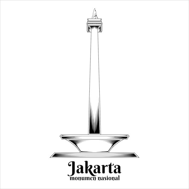 Indonesia Monas Landmark Jakarta Vector Illustration